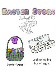 English Worksheet: Easter easy reading with coloring story.