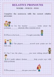 English Worksheet: relative pronouns