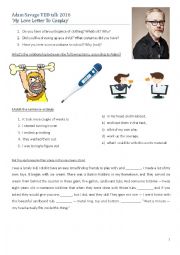 English Worksheet: Adam Savage My Love Letter to Cosplay TED talk