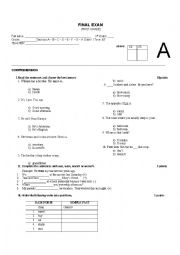 English Worksheet: final exam first grade