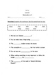 English Worksheet: Beginning Blends cl, st, sl