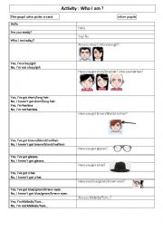 English Worksheet: sheet guess who I am