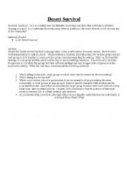 English Worksheet: Desert Survival Activiy