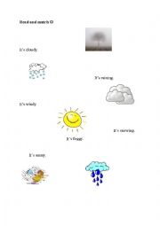 English Worksheet: Read and match (weather)