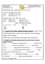 English Worksheet: when with past simple and continuous