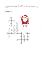 English Worksheet: Xmas Half a Crossword