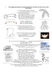 English Worksheet:  CHRISTMAS WORDS WITH LISTENING