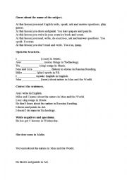 English Worksheet: School Subjects