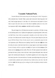 English Worksheet: Yosemite