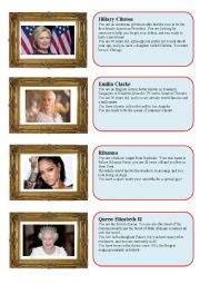 English Worksheet: Celebrity speed dating - girls