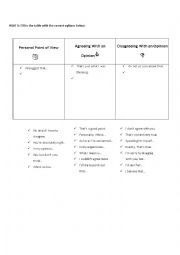 English Worksheet: Personal Point of View, Agreeing With an Opinion, Disagreeing With an Opinion 