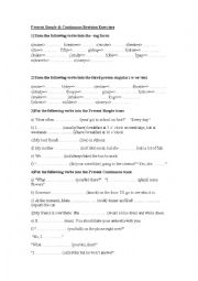 English Worksheet: Present Simple and Continuous