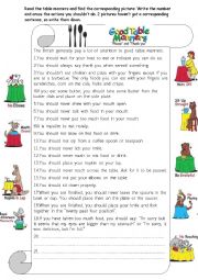 English Worksheet: Good table manners