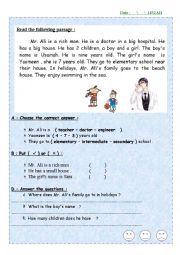 English Worksheet: comprehension