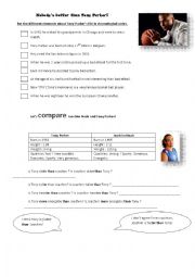 English Worksheet:  Tony Parkers biography . Lets compare him with another player