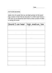 English Worksheet: Sounds we can hear