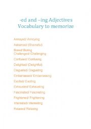 English Worksheet: -ed and -ing adjectives 
