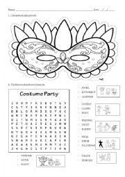 Carnival mask and wordsearch