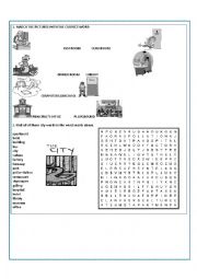 English Worksheet: PLACES AT SCHOOL AND THE CITY