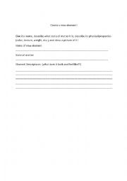 English Worksheet: Create an Element