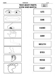 body parts worksheets