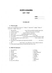 English Worksheet: ecpe honors unit 1