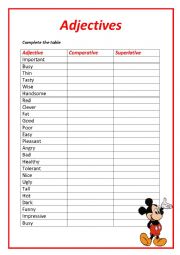 English Worksheet: adjectives superlative and comperative forms 