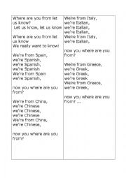 English Worksheet: Were from...