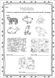 Animal habitats worksheets