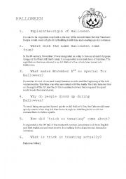 English Worksheet: Origin of Halloween