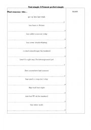 English Worksheet: Find someone who (past simple X present perfect simple)