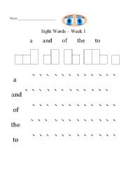 English Worksheet: Fry Sight Words - the of a and to