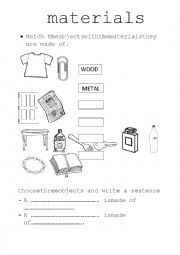 English Worksheet: materials 