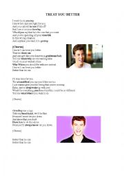 English Worksheet: treat you better shawn mendes