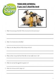 English Worksheet: Shaun the sheep - If you cant stand the heat