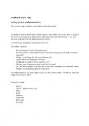 English Worksheet: Weekend Travel Plan writing and presentation