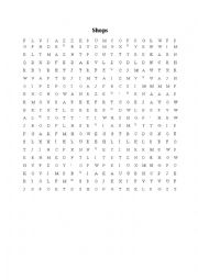 English Worksheet: Shops(wordsearch)