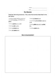 English Worksheet: Body Parts and Colors 