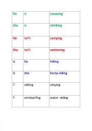 English Worksheet: Present Continuous cards for multiple uses