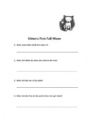 English Worksheet: Kittens First Full Moon - Comprehension Qs