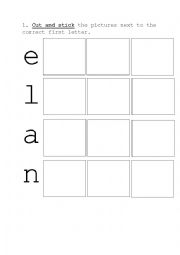 English Worksheet: Phonics worksheet: letters e,l,a,n
