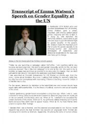 Emma Watsons Speech on Gender Equality at the UN