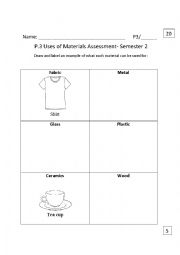 English Worksheet: Materials and their uses