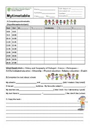print timetable worksheet