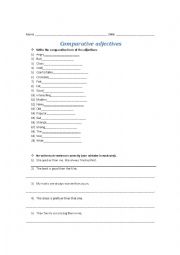 English Worksheet: Comparative adjectives