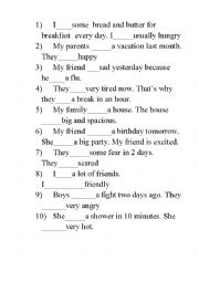 English Worksheet: to have to be (present,past,future)