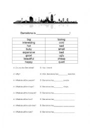 English Worksheet: Adjectives for Barcelona: A dialogue 