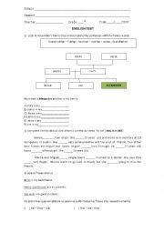 English Worksheet: Test 6th