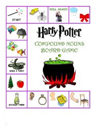 English Worksheet: Harry Potter Compound Word Board Game
