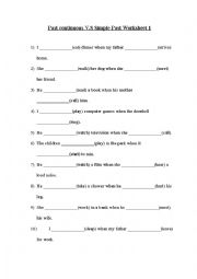 English Worksheet: Past continuous V Simple Past Exercise